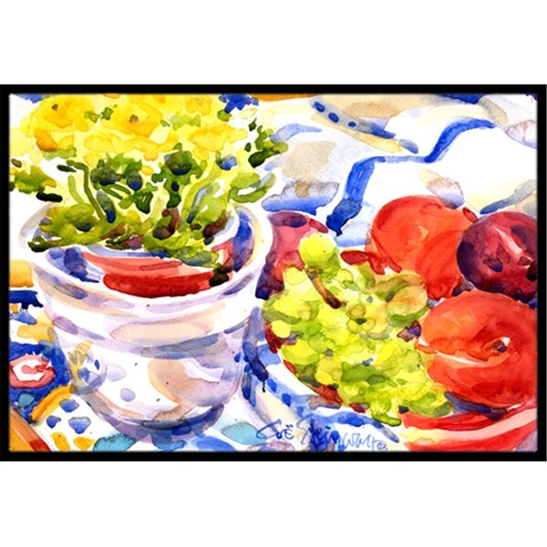 Beyondbasketball Apples- Plums and Grapes with Flowers Indoor Or Outdoor Mat - 18 x 27 in. BE3390199 - main